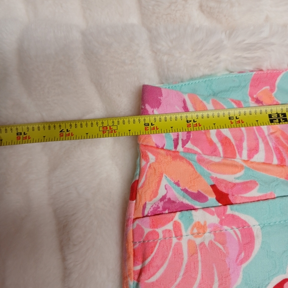 Lilly Pulitzer Size 8 Tropical Print Pants Pink Blue Straight Leg Pants - Picture 7 of 11